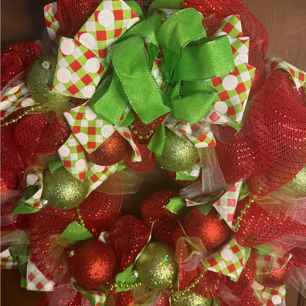 Festive Red and Green Holiday Wreath
